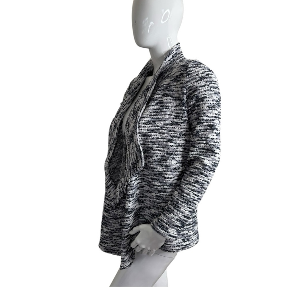 Vince Camuto Navy grey White Waterfall draped Front Long Sleeve jacket Sweater S - Picture 12 of 15